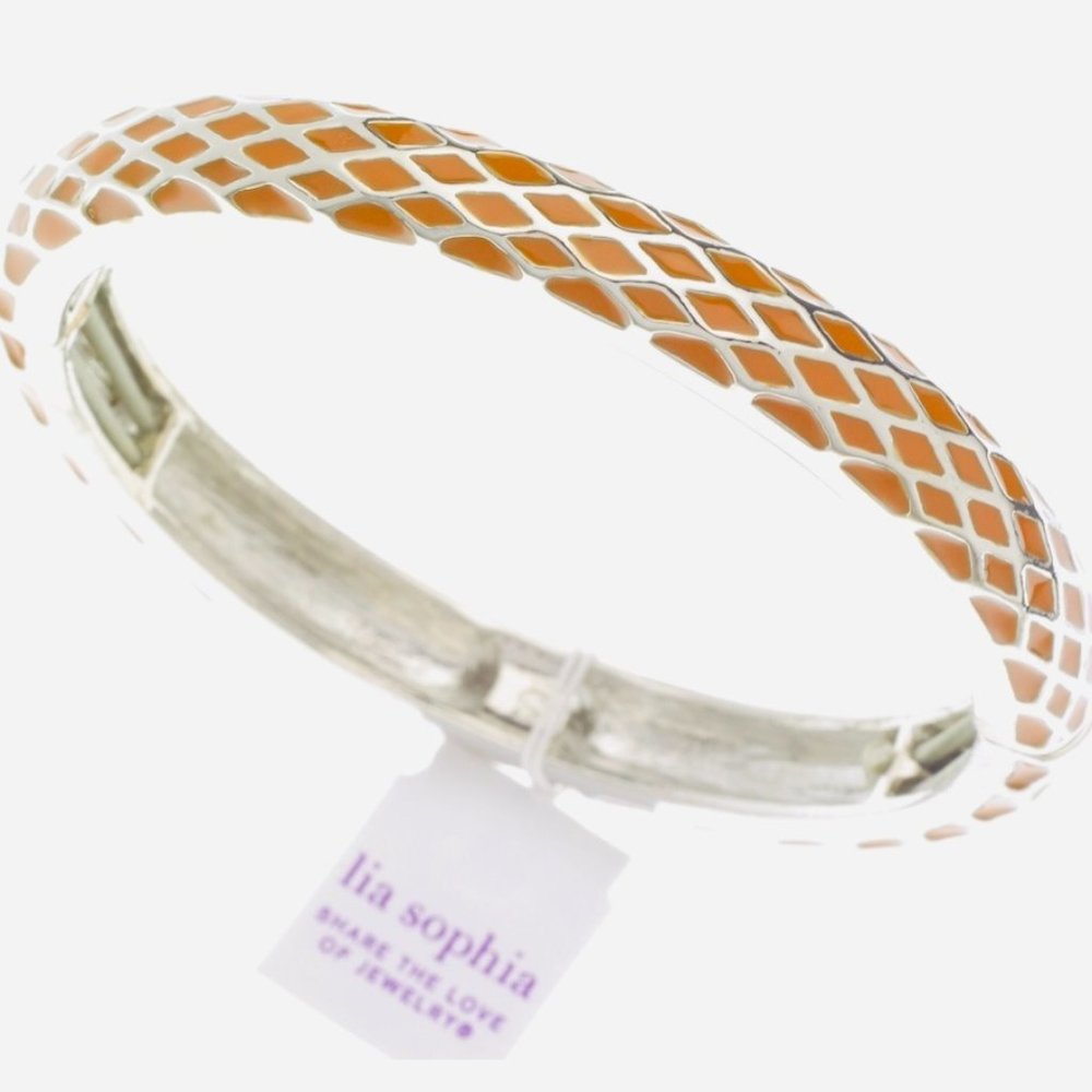 Lia Sophia Honeycomb Stretch Bangle Bracelet - Orange
